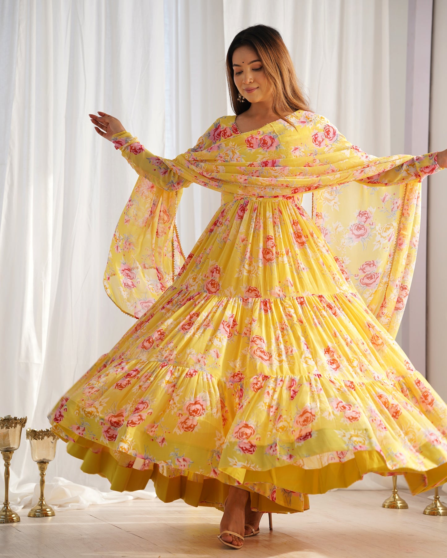 Yellow Color DIgital Printed Long Anarkali Suit For Women