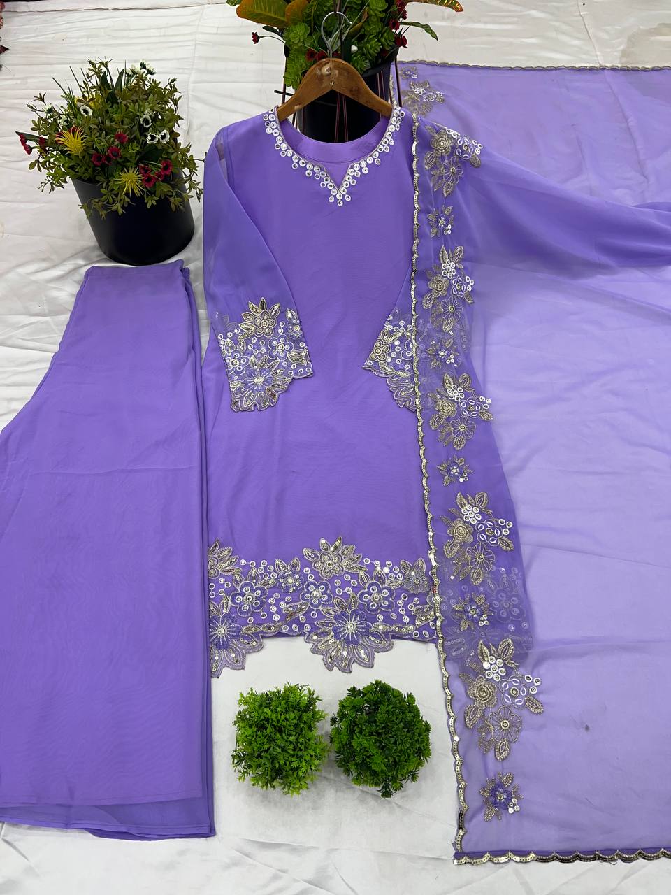 Purple embroidered outfit