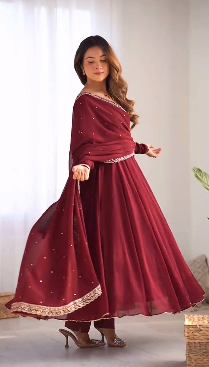 Traditional Red Suit With Dupatta