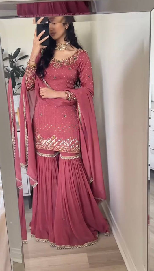 Wedding Wear Pink Color Suit