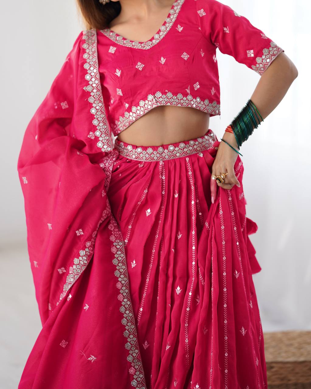 Pink Color Wedding Wear With Heavy Sequence Work Lehenga Choli