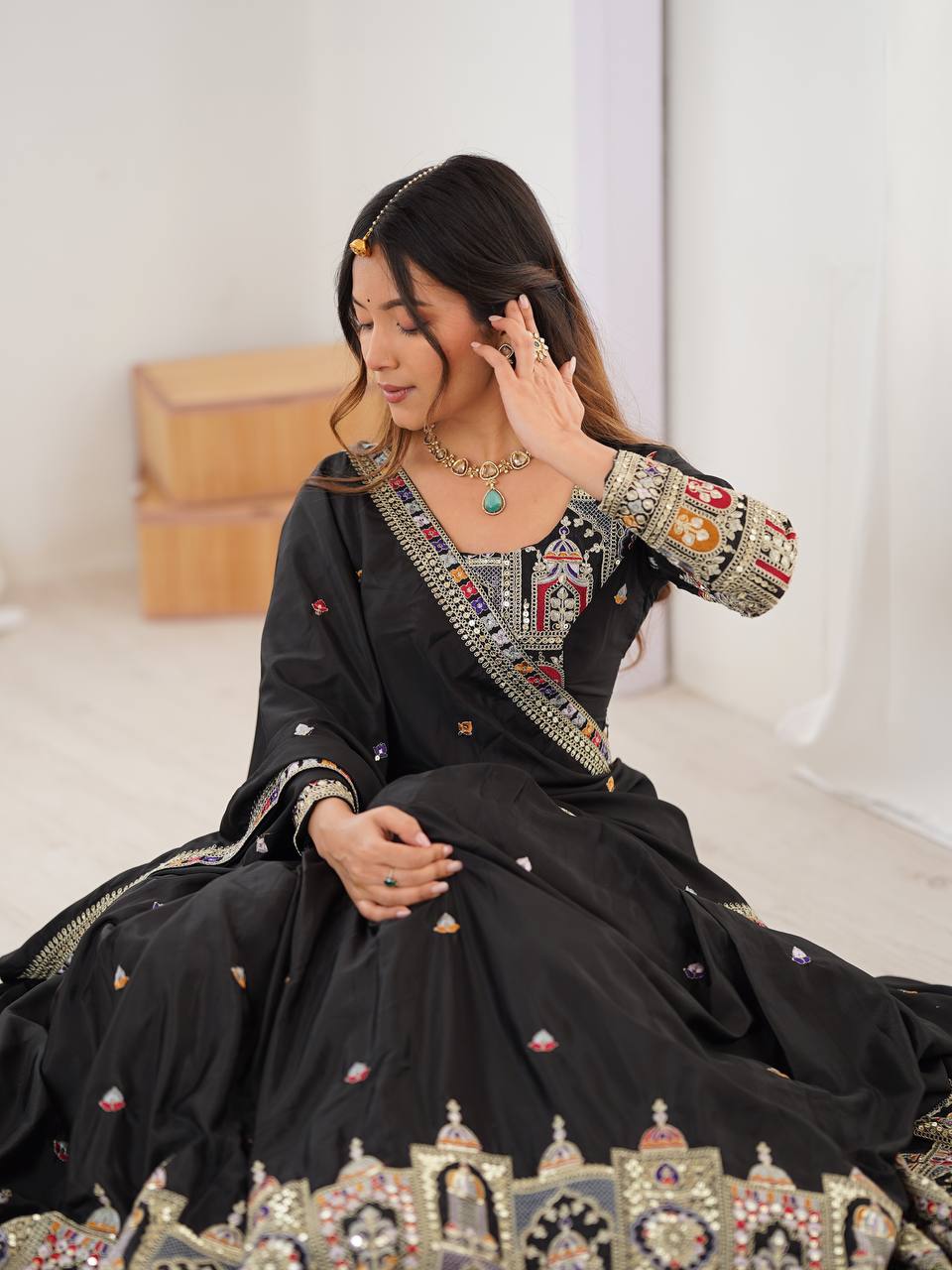 Festive Wear Black Color Thread And Sequence Work Lehenga Choli