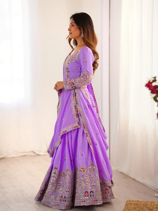 Lavender Color Coding With Sequence Work Lehenga Choli For Women