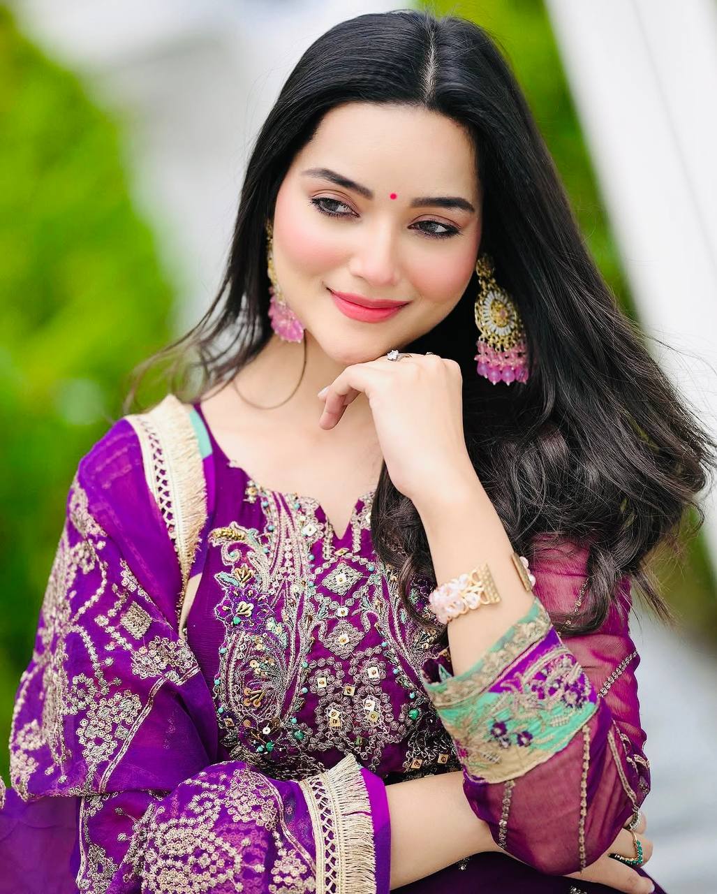 Purple Color Faux Georgette With Sequence Work Sharara Suit