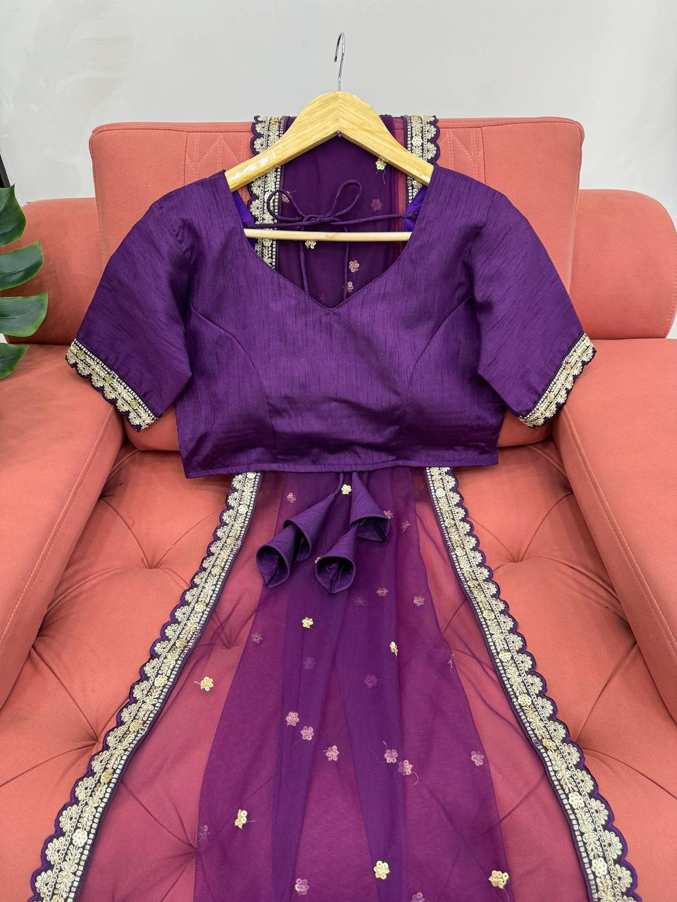 Purple Color Designer Coding With Sequence Work Saree