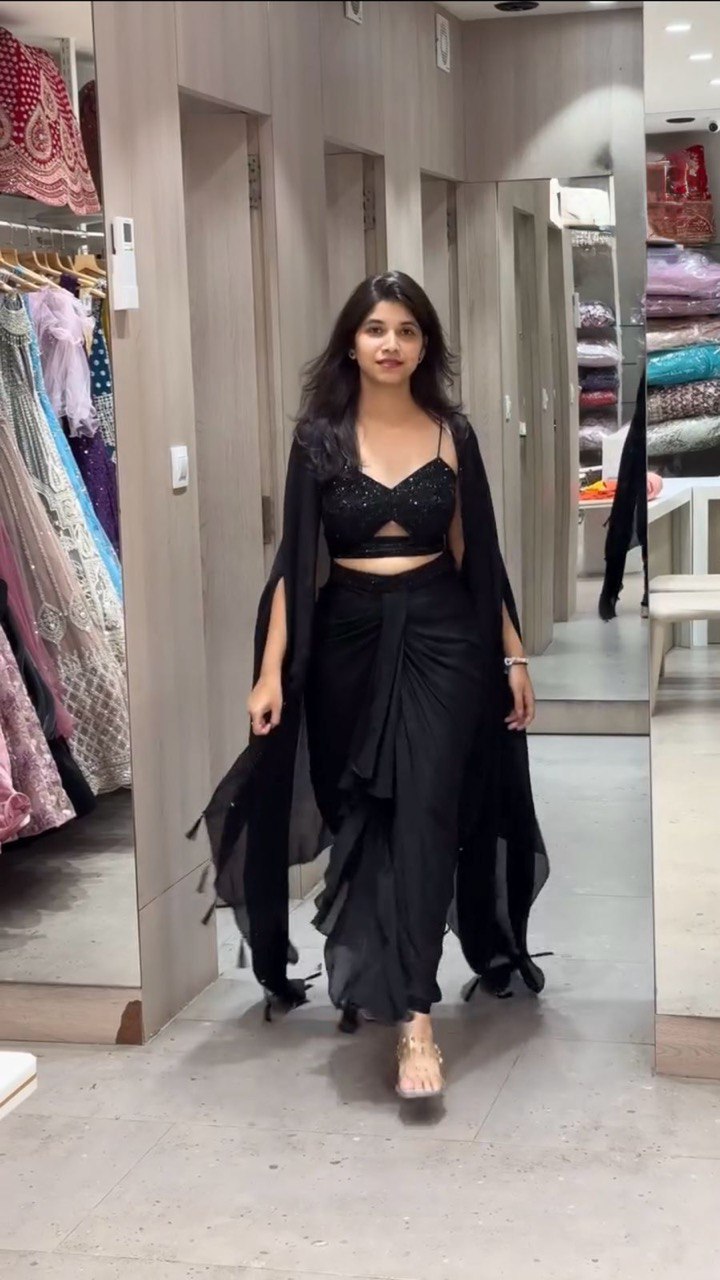 Party Wear Black Color Indo western Dhoti Suit With Shrug
