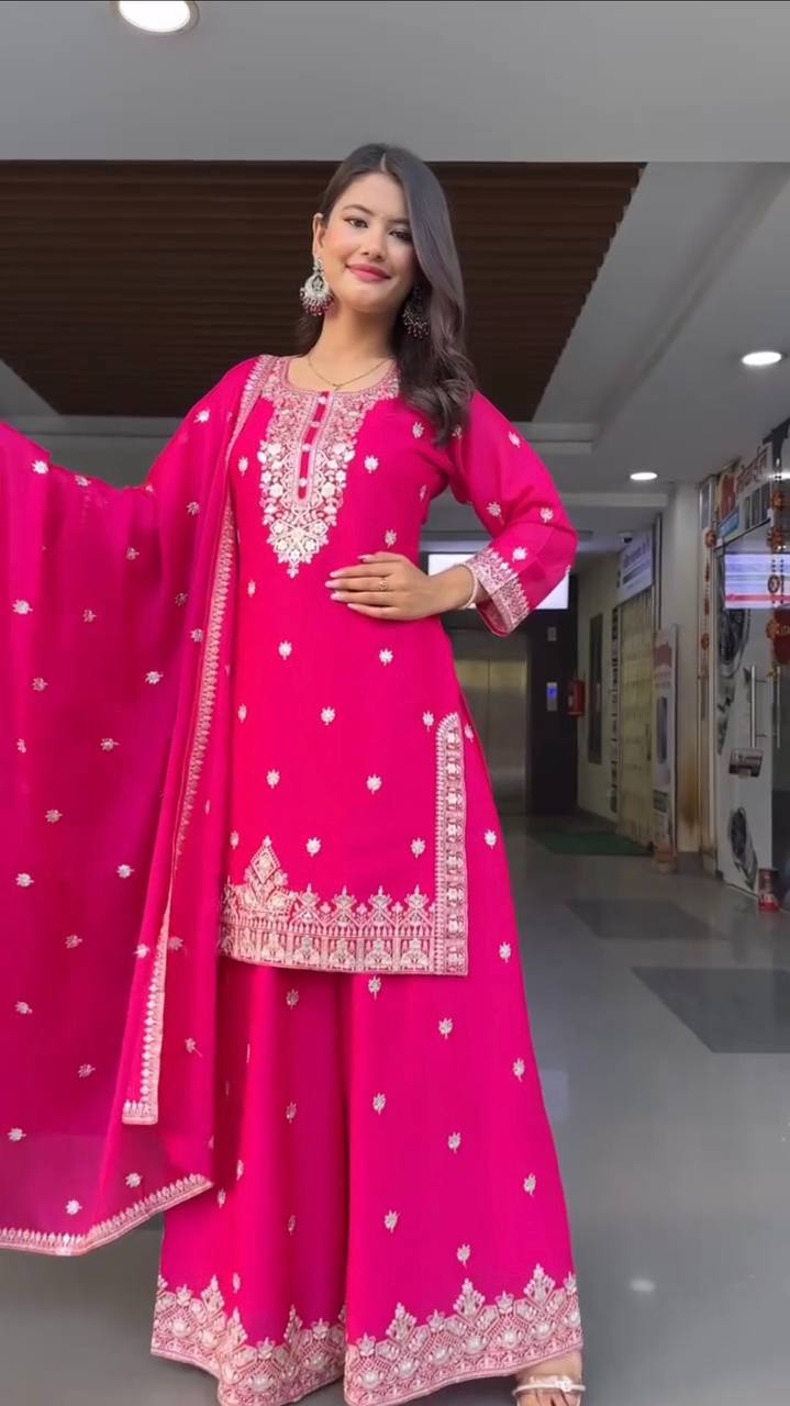 Rani Color Georgette With Sequence Work Sharara Suit