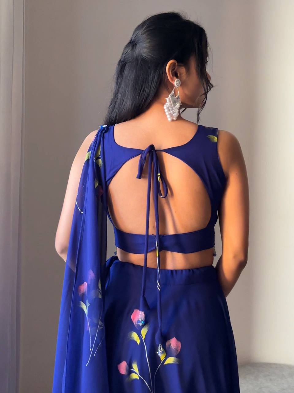 Function Wear Blue Color Georgette With Fully Flair Ready To wear Lehenga