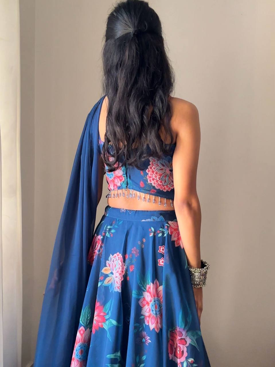 Ready To Wear Blue Color Georgette With Digital Printed Lehenga Choli