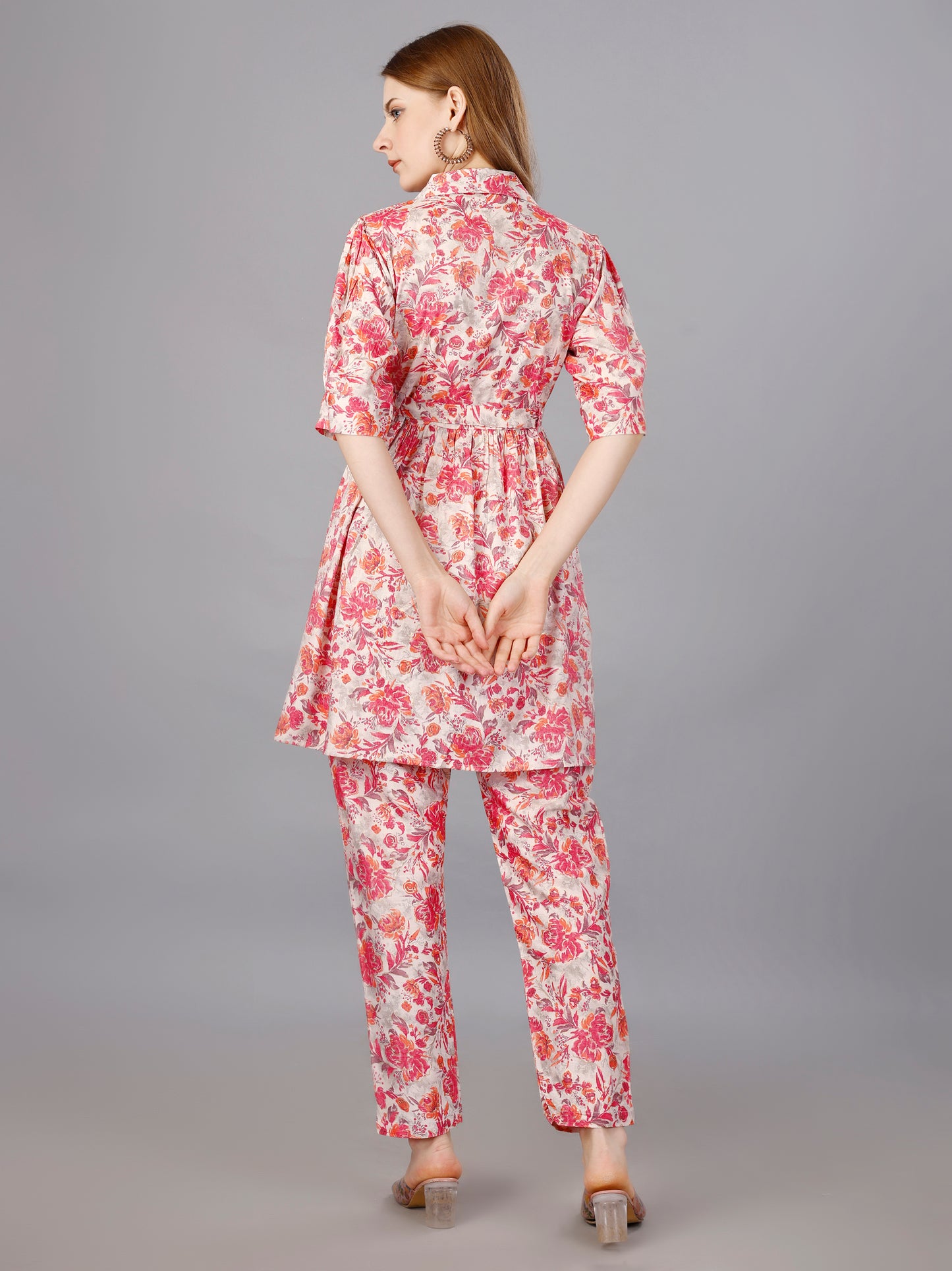 Charming Pink Floral Printed Cotton Co-Ord Set