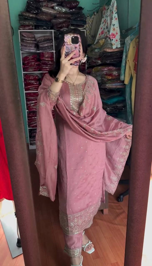 Pink Color Long Suit 