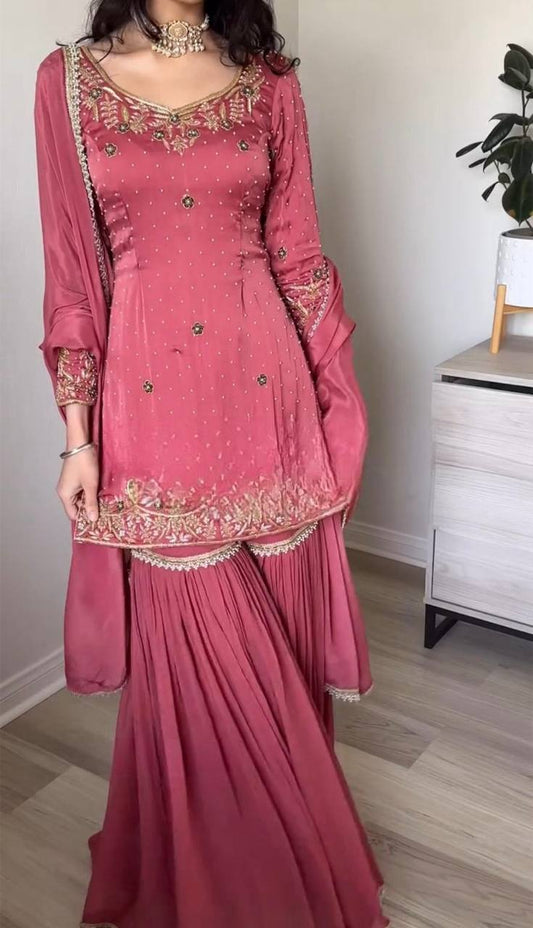 Pink Color Sharara Suit 
