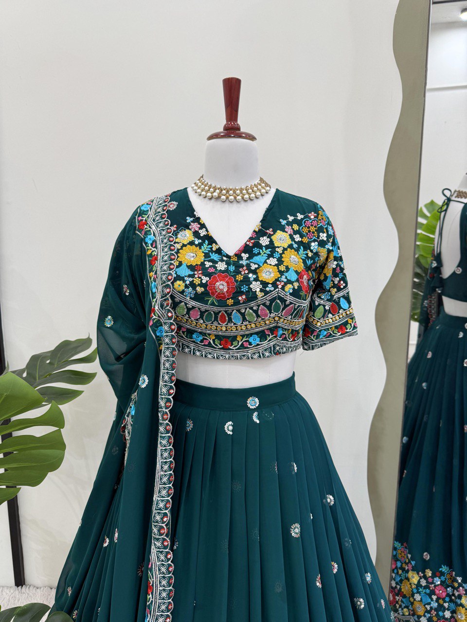 Rama Green Color Wedding Wear Lehenga.