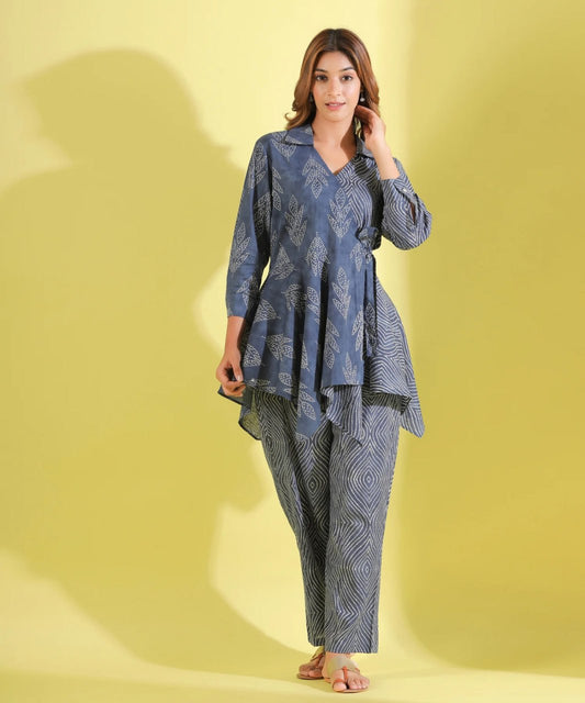 Fabulous Grey Printed Cotton Co-Ord Set For Women