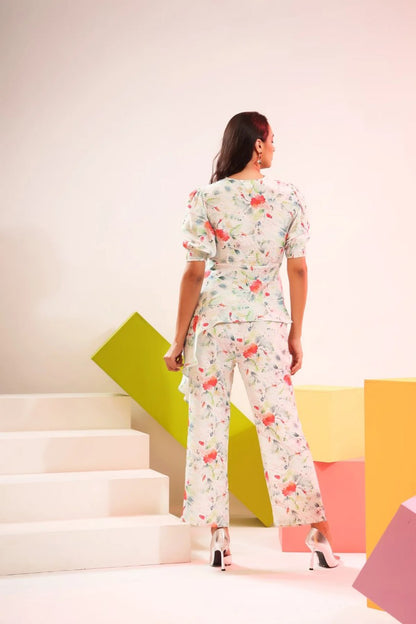 OFF White Floral Co-Ord Set For Women