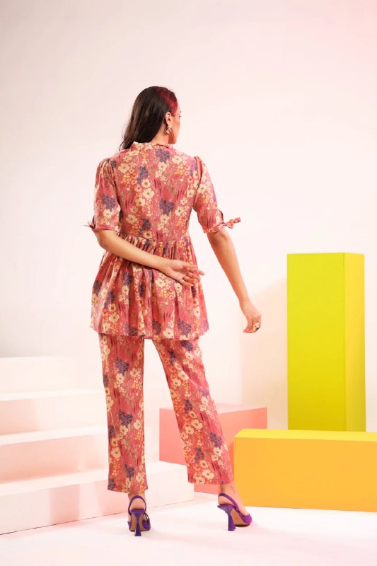 Multi Colour Floral Pattern Co-Ord Set For Women