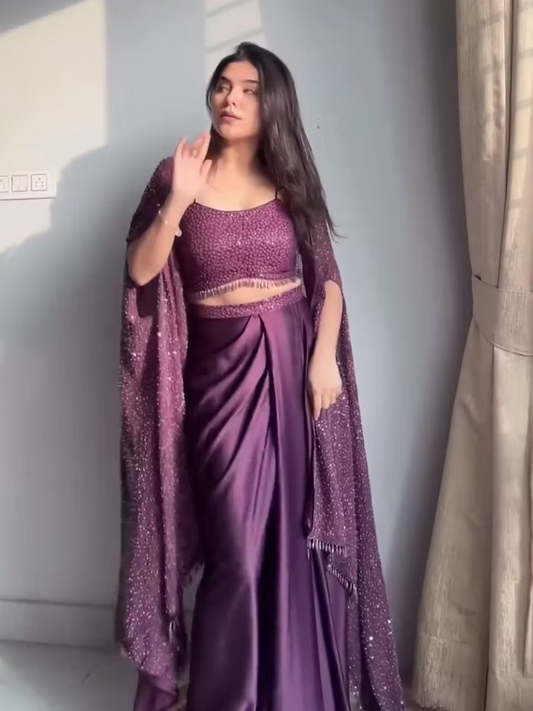 Stylish Wine Colour Indo western Dhoti Suit With Shrug