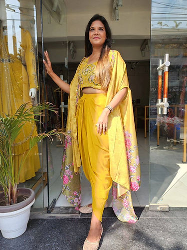 Stylish Yellow Colour Indowestern Dhoti Suit With Shrug