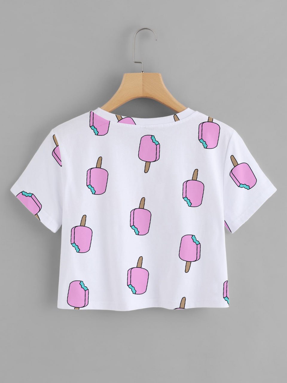 White Colour Candy Pattern Design Tshirt For Women