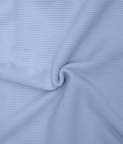Women Solid Round Neck Cotton Blend Light Blue T-Shirt
