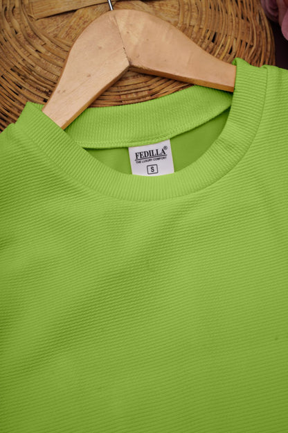 Women Solid Round Neck Cotton Blend Green T-Shirt