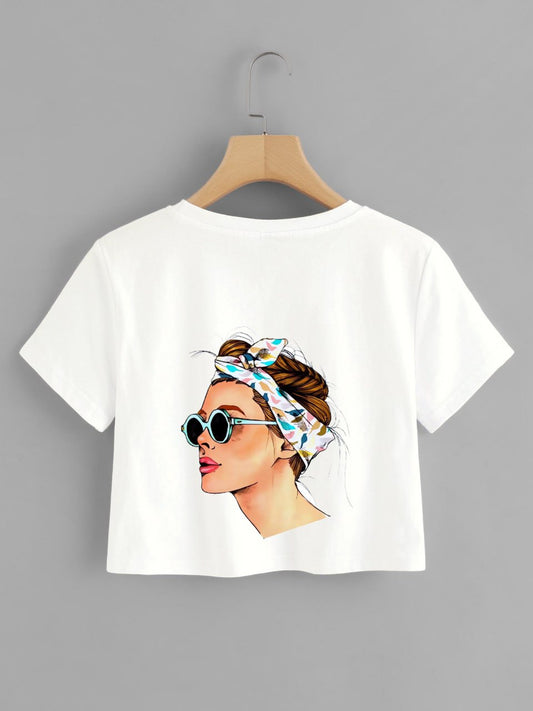 White Colour Unique Pattern Design Tshirt For Women