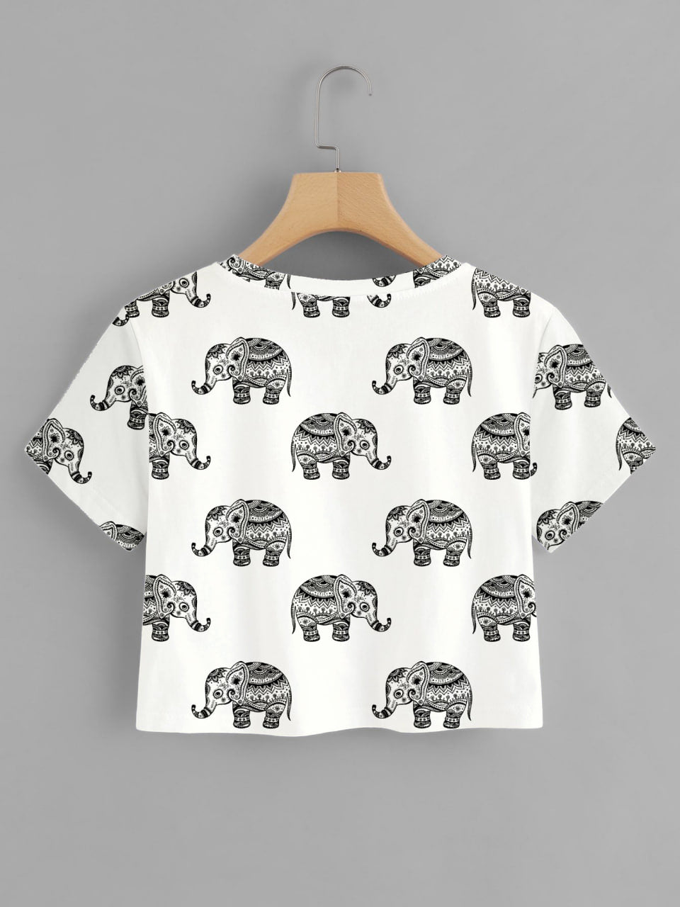 White Colour Elephant  Design Tshirt For Women