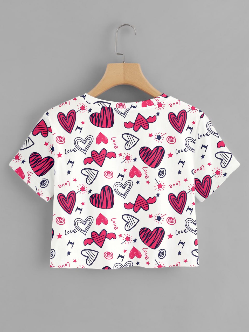 White Colour Love And Heart Design Tshirt For Women