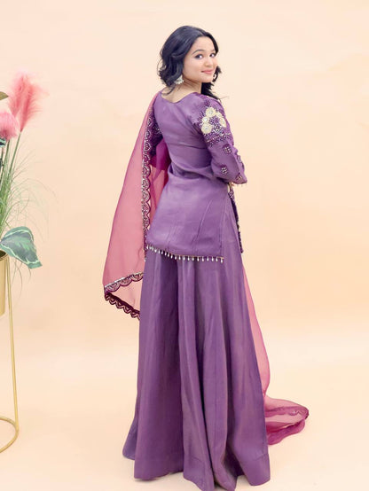 Purple Color Simar Silk With Sequence Embroidery Work Plazoo Set