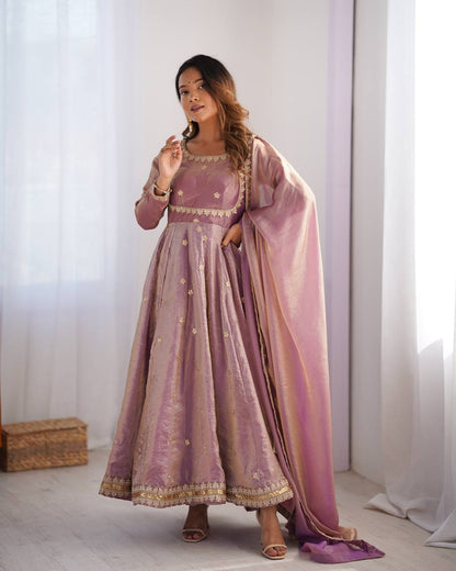 Light Pink Color Fandy Silk Wear Anarkali Gown