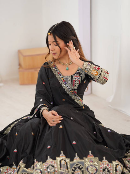 Festive Wear Black Color Thread And Sequence Work Lehenga Choli