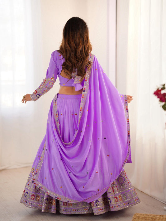 Lavender Color Coding With Sequence Work Lehenga Choli For Women