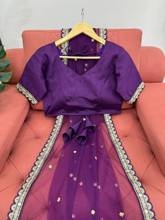 Purple Color Designer Coding With Sequence Work Saree