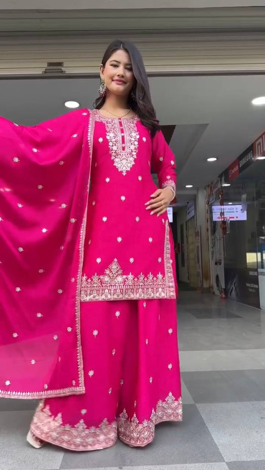 Rani Color Georgette With Sequence Work Sharara Suit