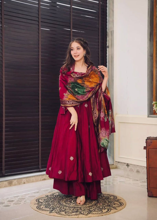 Wonderful Red Color Three Piece Suit For Wedding