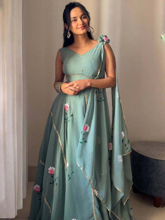 Sea Green Color Ready To Wear Lehenga Choli For Function Wear